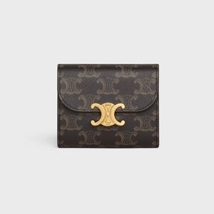 100% authentic Celine SMALL FLAP WALLET TRIOMPHE IN TRIOMPHE CANVAS TAN